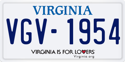 VA license plate VGV1954