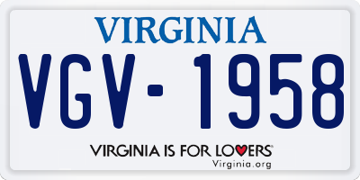 VA license plate VGV1958