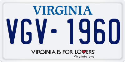 VA license plate VGV1960