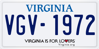 VA license plate VGV1972