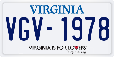 VA license plate VGV1978