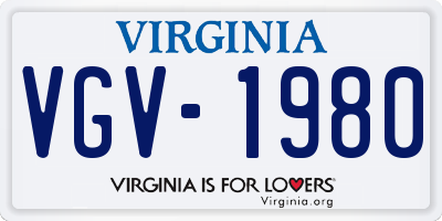VA license plate VGV1980