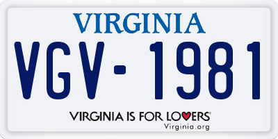 VA license plate VGV1981