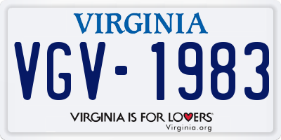 VA license plate VGV1983
