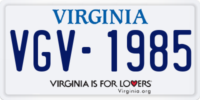 VA license plate VGV1985