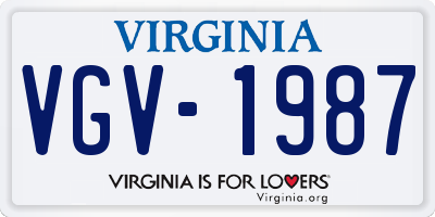 VA license plate VGV1987