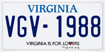 VA license plate VGV1988