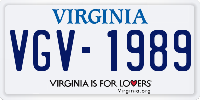 VA license plate VGV1989