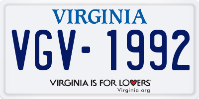 VA license plate VGV1992
