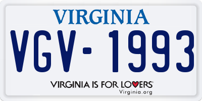 VA license plate VGV1993
