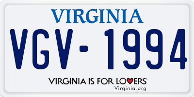 VA license plate VGV1994