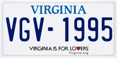VA license plate VGV1995