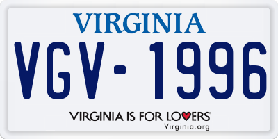 VA license plate VGV1996
