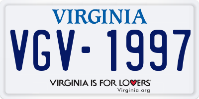 VA license plate VGV1997