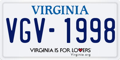VA license plate VGV1998