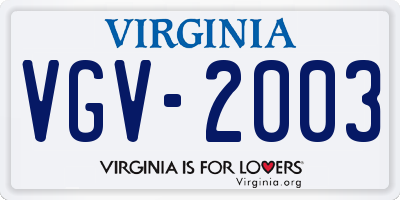 VA license plate VGV2003