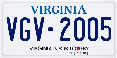 VA license plate VGV2005