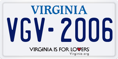 VA license plate VGV2006