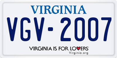 VA license plate VGV2007