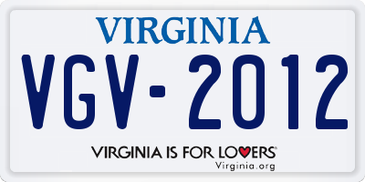 VA license plate VGV2012