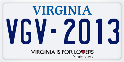 VA license plate VGV2013