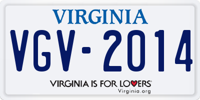 VA license plate VGV2014