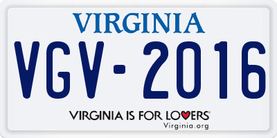 VA license plate VGV2016