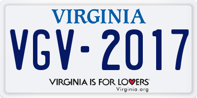 VA license plate VGV2017