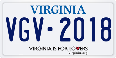 VA license plate VGV2018