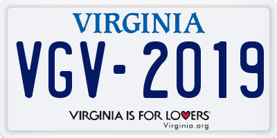 VA license plate VGV2019