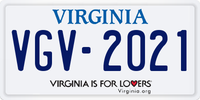 VA license plate VGV2021