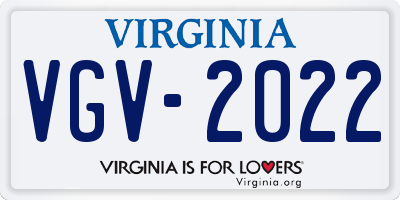 VA license plate VGV2022