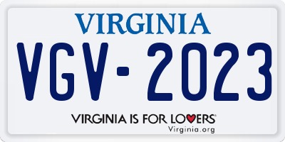 VA license plate VGV2023