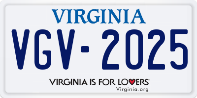 VA license plate VGV2025