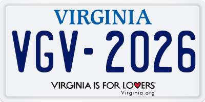 VA license plate VGV2026