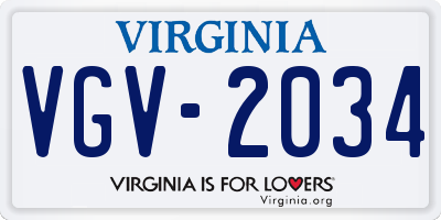 VA license plate VGV2034