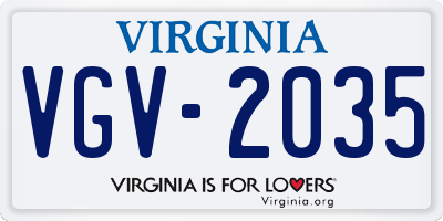VA license plate VGV2035