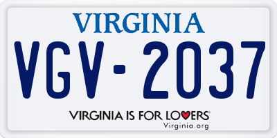 VA license plate VGV2037