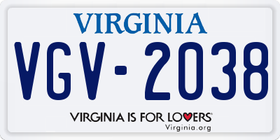 VA license plate VGV2038