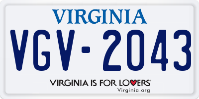 VA license plate VGV2043