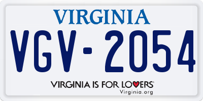 VA license plate VGV2054