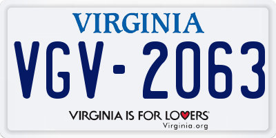 VA license plate VGV2063