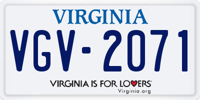 VA license plate VGV2071