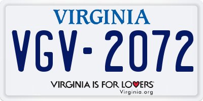 VA license plate VGV2072