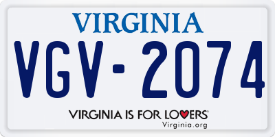 VA license plate VGV2074