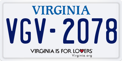 VA license plate VGV2078
