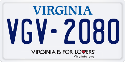 VA license plate VGV2080