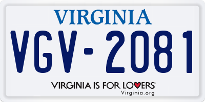 VA license plate VGV2081