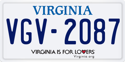 VA license plate VGV2087