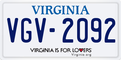 VA license plate VGV2092